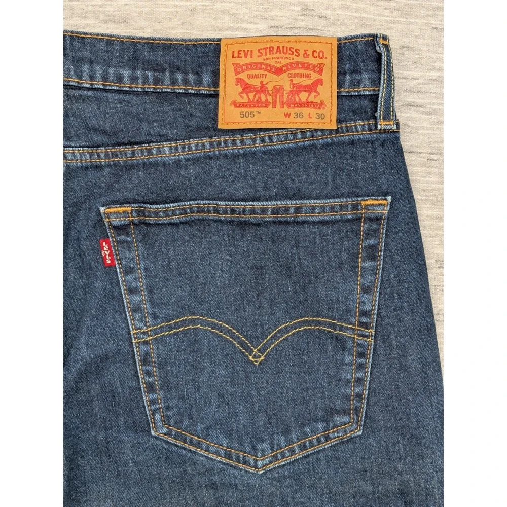 Levi's 505 Regular Fit Jeans Dark Wash‎ Classic Denim Pants 36x29 Normcore